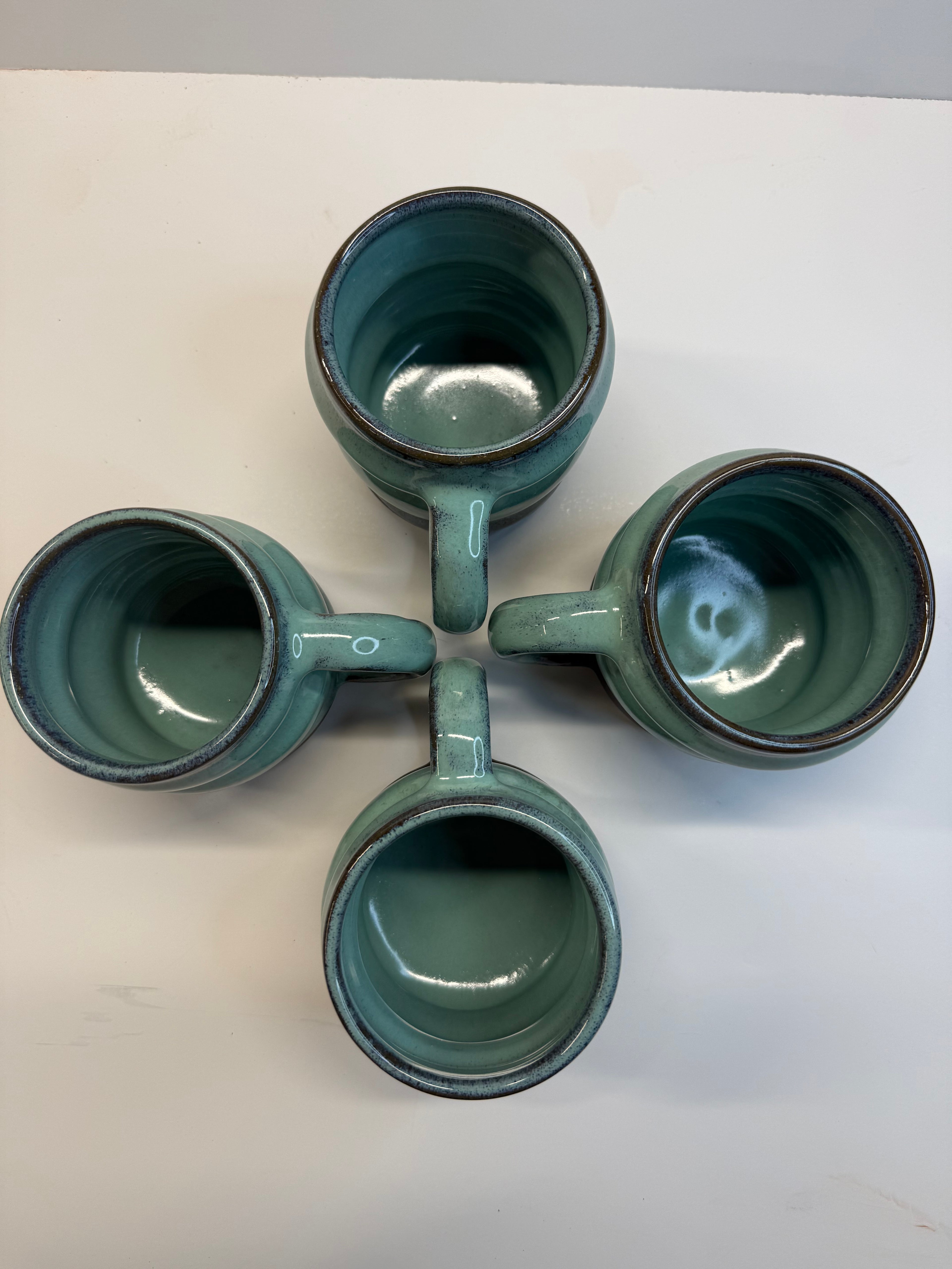 Item 0001 : Stoneware Mugs in Pangaea Mint Glaze- stunners!