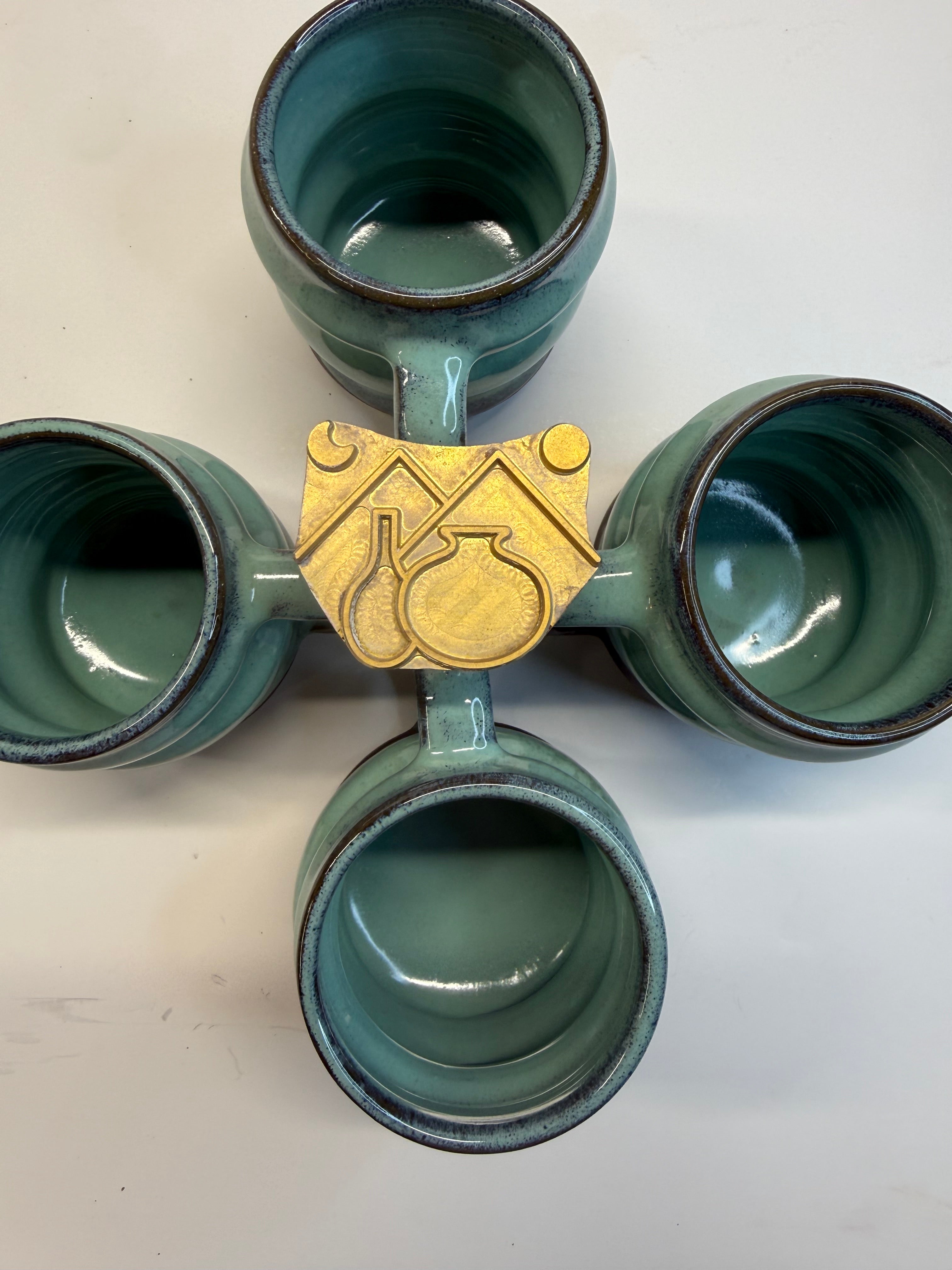 Item 0001 : Stoneware Mugs in Pangaea Mint Glaze- stunners!