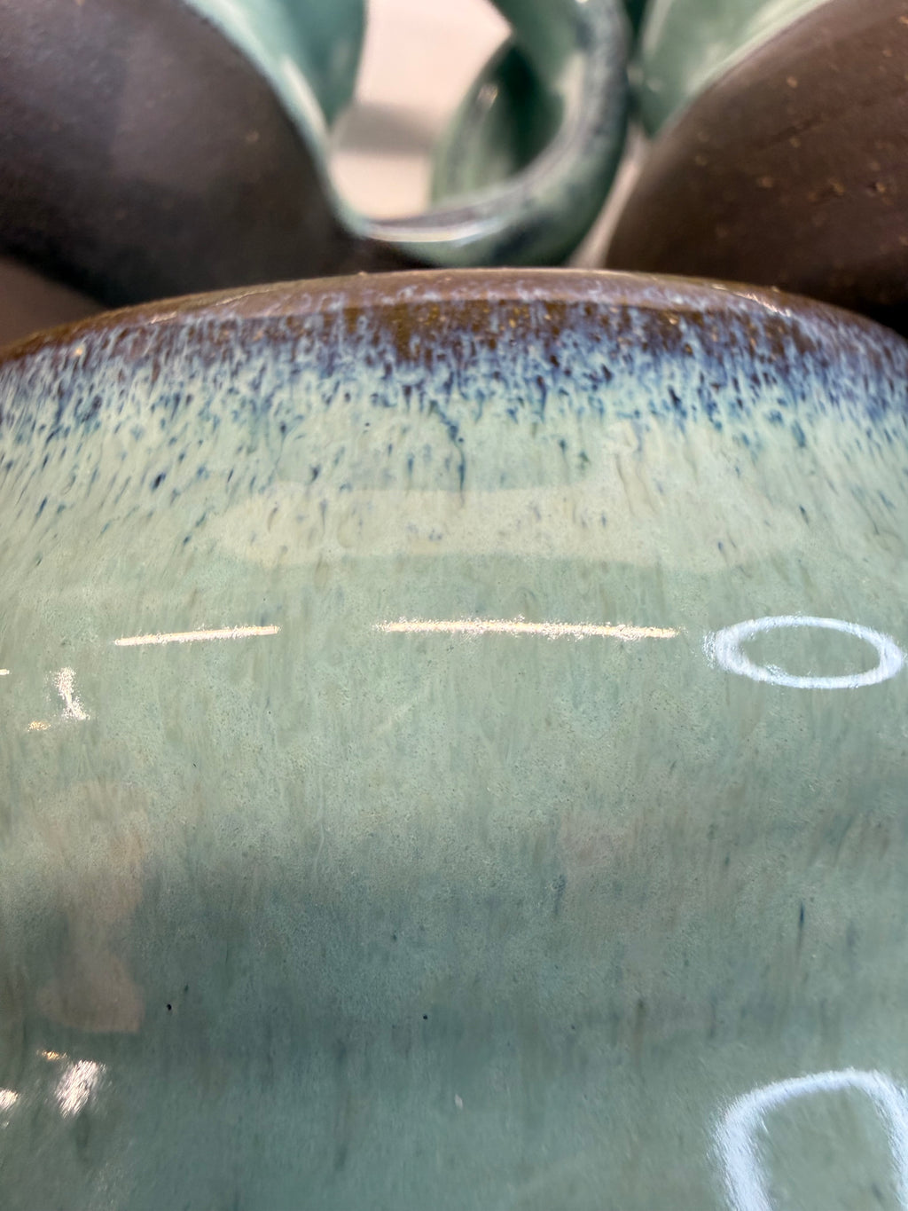 Item 0001 : Stoneware Mugs in Pangaea Mint Glaze- stunners!
